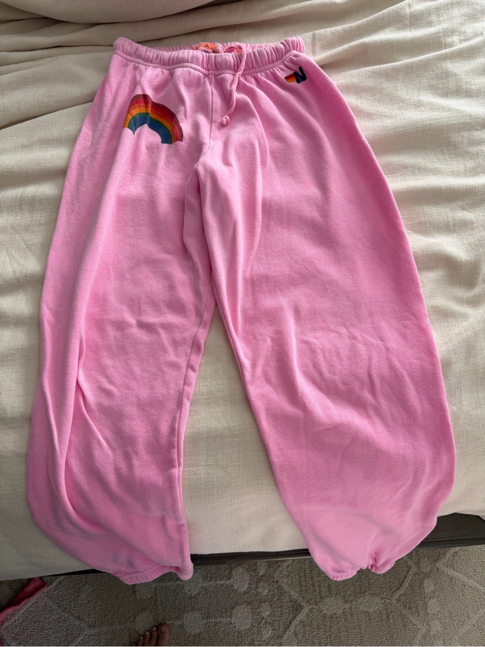 Aviator Nation Pink Rainbow Patch Sweatpants